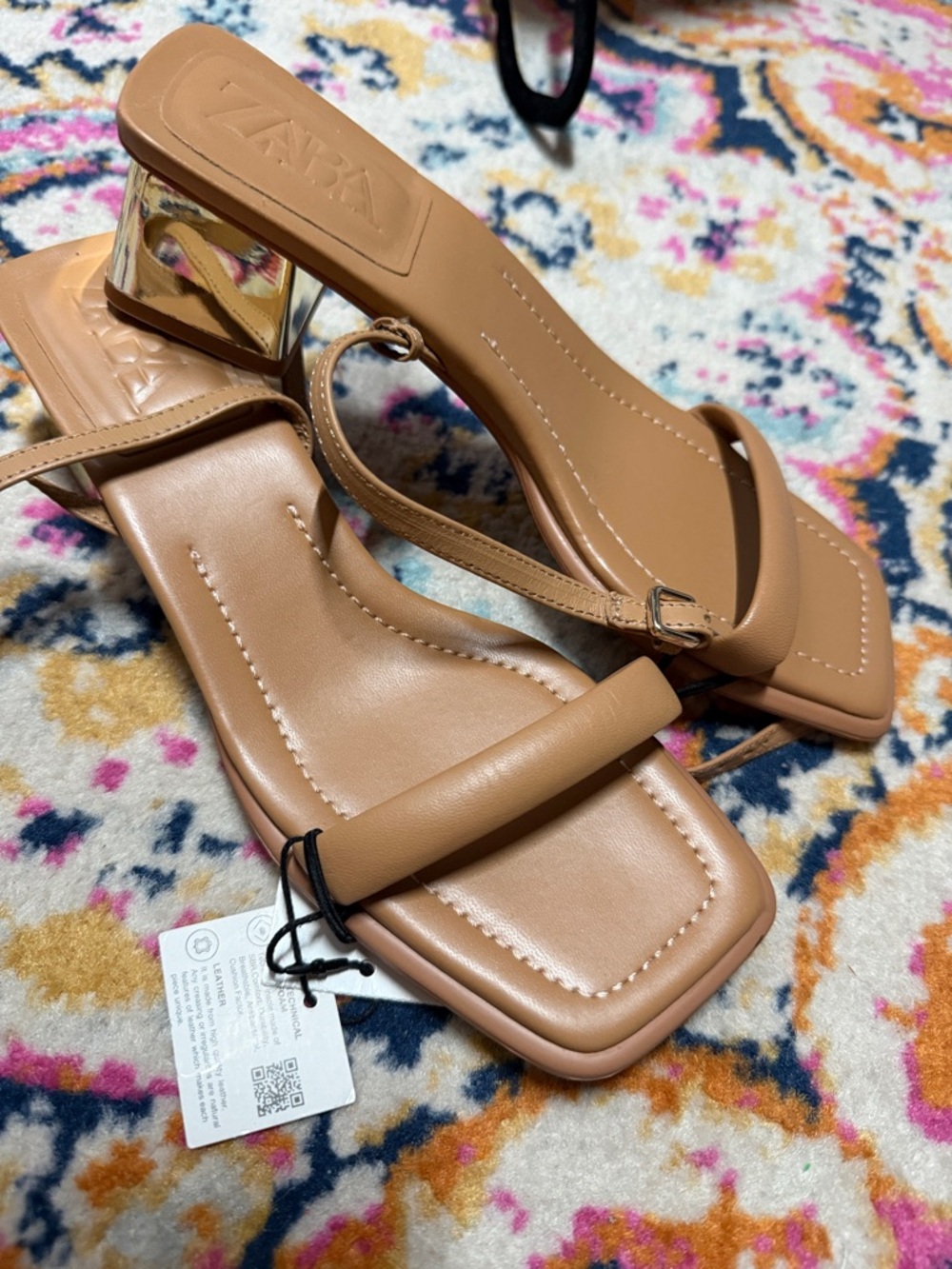 Zara leather and metallic sandals